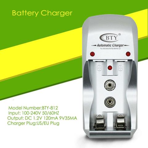 2 Slots Rechargable Battery Charger Universal Easy-use for AA/AAA 9V Ni-MH Battery Smart Charger EU/US Plug Dropshipping ► Photo 1/6