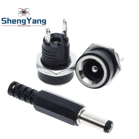 ShengYang 10PCS 5Pair DC Power Connector pin 2.1x5.5mm Female Plug Jack + Male Plug Jack Socket Adapter DC-022B ► Photo 1/6