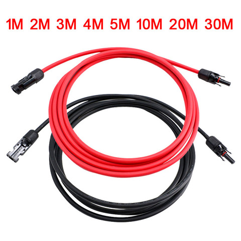 1M 2M 3M 5M 10m 20m 30m TUV Solar PV CONNECTOR WIRE Cable 2.5mm2 4mm2 6mm2 with connector Tinned-Copper Conductor 10 12 14AWG ► Photo 1/6