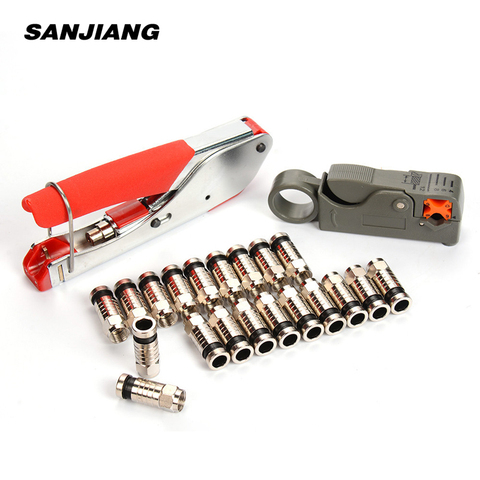 12pcs/22pcs Coaxial cable crimping pliers set wire stripping tool kit RG6/RG59 Compression F Connectors crimper Tools ► Photo 1/6