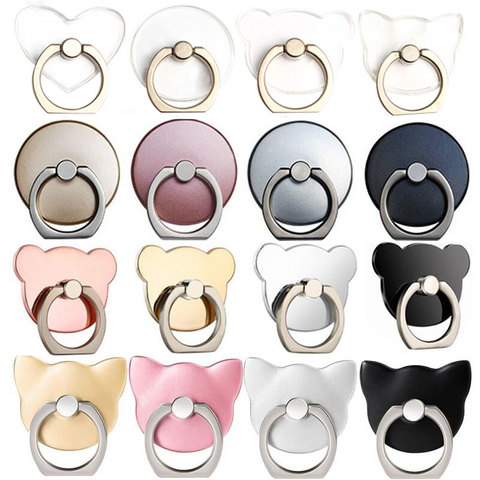 Finger Ring Mobile Phone Smartphone Stand Holder cell Smart Round Phone Ring Transparent Cat holder Heart Socket Car Mount Stand ► Photo 1/5