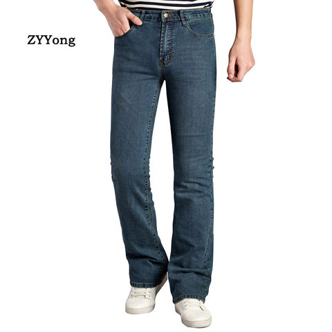 ZYYong  Mens Vintage Casual Slim Bootcut Flared Jeans for Men Boot Cut Flareelastic force Denim Pants Blue Long Trousers Size 36 ► Photo 1/6