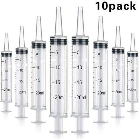 10 Pack Plastic Syringe Liquid Measuring Syringe with Measurement Feeding Pets, Oil or Glue Applicator (20 ML) ► Photo 1/6