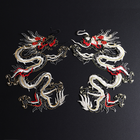 Large Chinese Dragon Black Embroidered Patches Chinese Style Decorative Accessories Sew Supplies On Clothing ► Photo 1/4