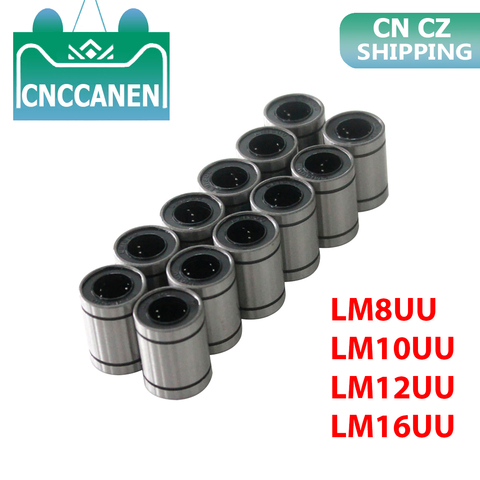 12PCS/LOT LM8UU LM10UU LM12UU LM16UU Linear Bushing 8mm 10mm 12mm CNC Linear Bearings for Rods Liner Rail Linear Shaft CNC Parts ► Photo 1/6