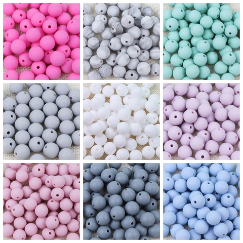 TYRY.HU Silicone Beads 100Pcs BPA Free 9/12/15/19mm Silicone Teething Round Beads For Necklace Pacifier Chain Baby Teether Beads ► Photo 1/6
