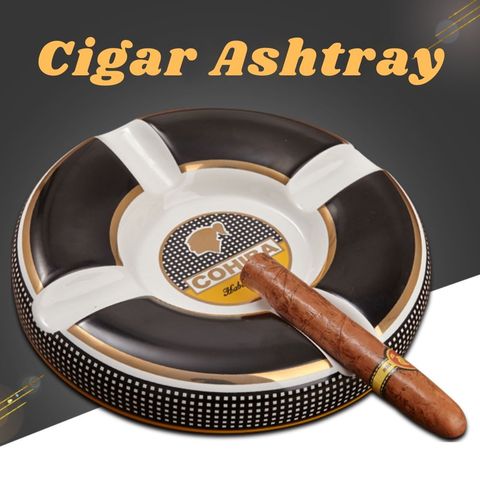 Classic COHIBA Ceramic Cigar Ashtray High-definition Fashion 4 Holder Large Size 245*245*40mm Round Cigar Ashtray High Quality ► Photo 1/6