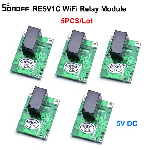 5PCS SONOFF RE5V1C Wifi DIY Switch 5V DC Relay Module Smart Wireless Switches Inching/Self-locking Modes APP/Voice Remote ON/OFF ► Photo 1/6