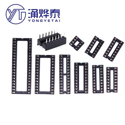 YYT 10PCS IC socket integrated block straight plug DIP microcontroller chip round hole base 8P 14 16 20 24 28 32 40P Pin ► Photo 1/1