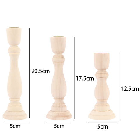 3 Sizes  Candle Holders Retro Unpainted Wood Classic Craft Candle Holders Wedding Party Home Decorations ► Photo 1/6