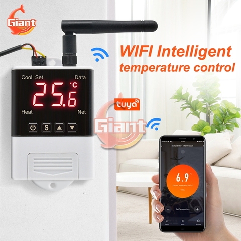 AC 110V 220V DTC2201 Wireless WiFi Temperature Controller Thermostat DS18B20 Sensor Digital Display APP Control for Smart Home ► Photo 1/6