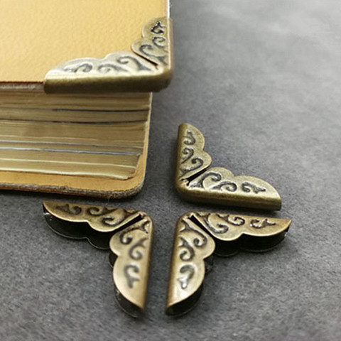 4/12pcs  Antique Brass Metal Book Scrapbooking Notebook Albums Menus Folders Corner Protectors Bronze Tone ► Photo 1/6