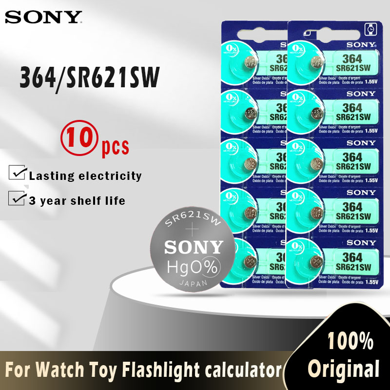 1 SONY 364 SR621SW SR621 LR621 SR60 Silver Oxide Watch Battery 0% Mercury
