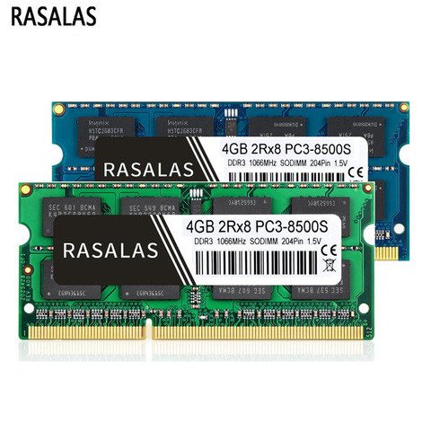 Rasalas Laptop Memoria Ram DDr3 8GB 4GB оперативная память 1.5V 10600mhz 1333mhz DIMM Notebook Memory RAM Computer Accessories ► Photo 1/6