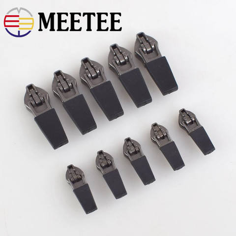 Meetee 10Pcs 5# Nylon Zipper Sliders Reverse Waterproof Invisible Zip Head  DIY Bag Coat Zippers Puller Lock Sewing Accessories