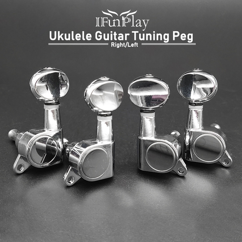 4pcs Enclosed Ukulele Tuning Pegs Tuners Nickel Machine Head with Plastic Buttons Furules Mounting Screws Keys 2R2L/4L/4R ► Photo 1/6