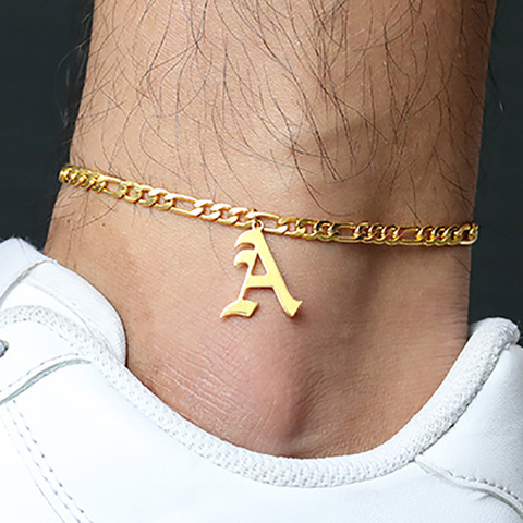 ICFTZWE A-Z Letter Initial Anklets For Women Old English Alphabet Gold Anklet Boho Summer Beach Barefoot Foot Jewelry Gift ► Photo 1/6