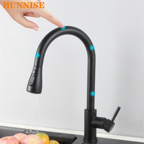 Touch Kitchen Faucet, Matte Black Pull Out Kitchen Faucet for Smart Sensor Kitchen Mixer Tap, Black Bronze Touch Kitchen Faucets ► Photo 1/6