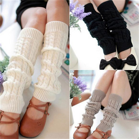 Fashion Leg Warmers Women Warm Knee High Winter Knit Solid Crochet Leg Warmer Socks Warm Boot Cuffs Beenwarmers Long Socks Hot ► Photo 1/6