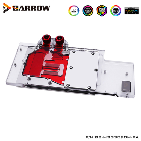 Barrow GPU Water Block For MSI 3090 3080 RTX GAMING X,TRIO 10G Cooler,5V Light,Support Mount Original Back Plate ,BS-MSG3090M-PA ► Photo 1/6