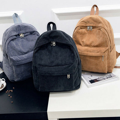 Women Girls Backpacks Mini Corduroy Backpack Rucksack School Travel Shoudler Zipper Bag ► Photo 1/6