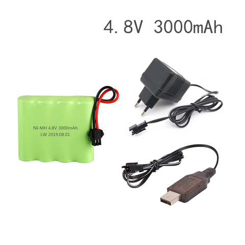 SM Plug  4.8v 3000mah NiMH Battery + Charger For Rc toys Cars Tanks Robots Boats Guns Ni-MH AA 4.8v Rechargeable Battery Pack ► Photo 1/6