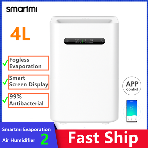Smartmi Evaporation Air Humidifier 2 4L Large Capacity 99% Antibacterial Smart Screen Display For APP Control ► Photo 1/6
