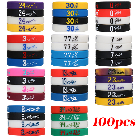 100pcs/lot Basketball Silicone Bracelets Sport Wristbands for Men Basketall Players Bangles ► Photo 1/6