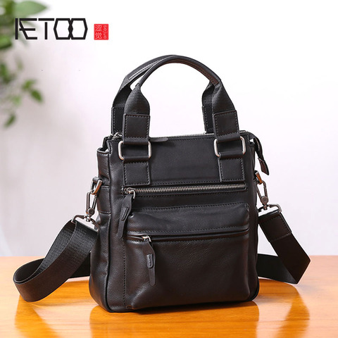 AETOO Small handbag men's leather vertical business casual shoulder diagonal cross-body leather men's bag ► Photo 1/6