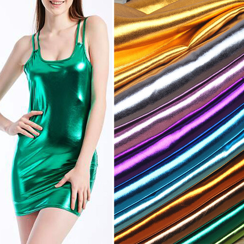 Stretchy Bronzing Fabric Lycra Spandex Metallic Shiny Fabric Wedding Costume Fabric DIY Stage Cosplay Doll Costume Dress ► Photo 1/6