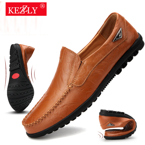 Genuine Leather Men Casual Shoes Luxury Brand 2022 Mens Loafers Moccasins Breathable Slip on Black Driving Shoes Plus Size 37-47 ► Photo 1/6