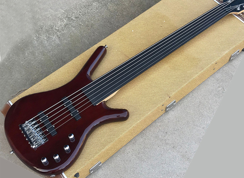 6 Strings Fretless Navy Wine-red Electric Bass with Rosewood Fretboard ► Photo 1/6