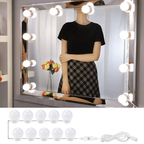 Hollywood Led Vanity Mirror Lights for Makeup 5V Lighted Makeup Wall Lamp Stepless Dimmable Vanity Light Bulb for Dressing Table ► Photo 1/6