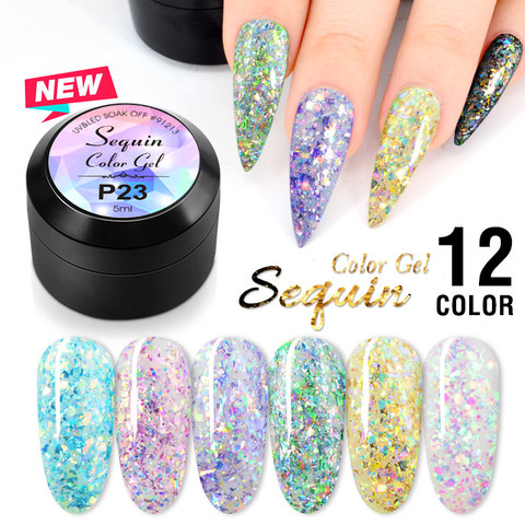 VENALISA Glitter Soak Off UV LED Gel Nail Polish Shining Color Series Nail Gel Varnish Semi Permanent Platinum Sequins Gel ► Photo 1/6