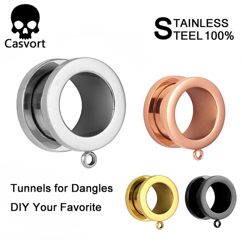 Casvort Stainless Steel Ear Plugs Body Piercing Screw Tunnels Stretchers Fashion Jewelry Earrings Expander For Gift 2PCS ► Photo 1/6