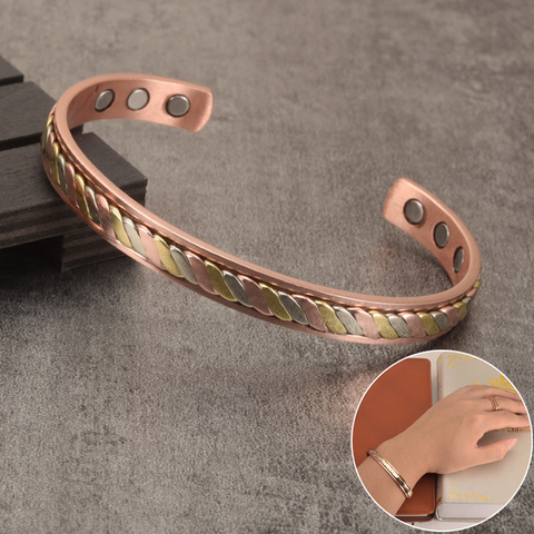 Magnetic Copper Bracelet for Women Rose Gold Color Adjustable Cuff Bangle Health Energy Magnetic Bracelets for Arthritis Pain ► Photo 1/6