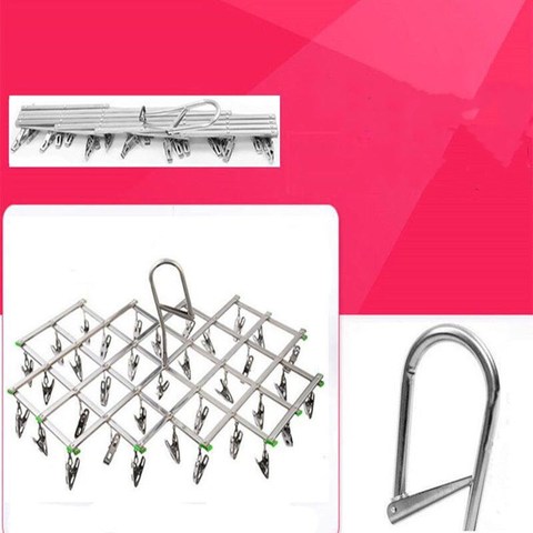 Windproof Laundry Socks Gloves Clothes Hanger Collapsible Stainless Steel Hanging Rack 20 Clothespin Drying Racks Outdoor ► Photo 1/6