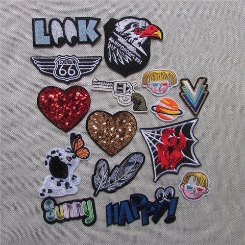 1Set Mixed Sewing Clothes Gun Patch Iron On Embroidery Patches Hotfix Applique Motifs Sew On Garment Stickers cute cartoon  New ► Photo 1/1