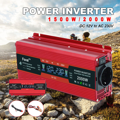 DC12V To AC 220V  2000W Full Power Inverter Modified Sine Wave LCD Display EU Plug Car Vehical Transformer Inversor 12v 220v ► Photo 1/6