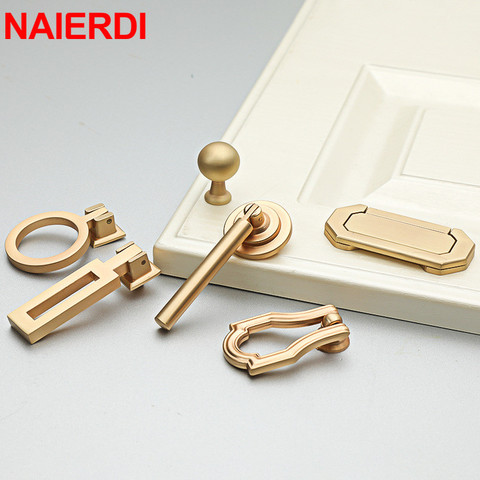 NAIERDI Solid Zinc Alloy European Furniture Handle Vintage Gold Cabinet Pulls Kitchen Cupboard Handle Drawer Knobs Hardware ► Photo 1/6