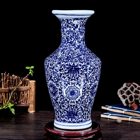OUSSIRRO Ceramic Vase Blue and White Porcelain Decoration Ornament Wine Cabinet living Room Chinese Crafts ► Photo 1/6