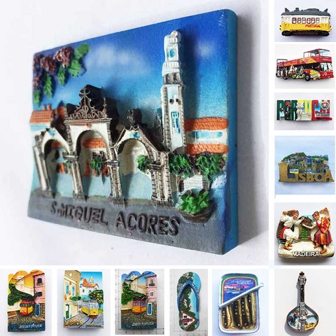 Portugal Souvenir Lisbon Madeira Cities Fridge Magnets Resin Stereo Magnetic Refrigerator Stickers Tourist Souvenir Decorations ► Photo 1/6