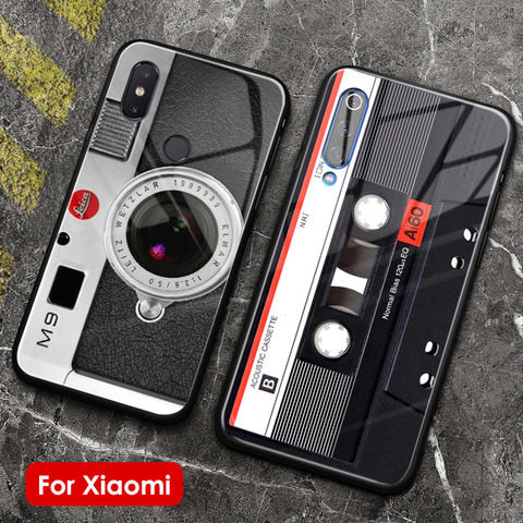 Nostalgic camera cassette tape phone glass case shell cover for Xiaomi Mi 8 9 SE Mix 2 2s 3 RedMi Note 5 6 7 8 Pro ► Photo 1/6