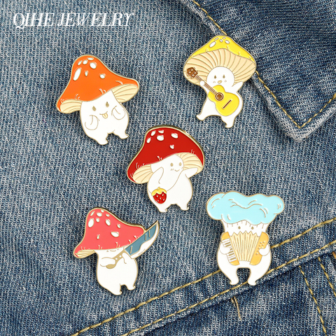 Cute Humanoid Elf Mushroom Enamel Lapel Pins Cartoon Brooches Badges Fashion Pins Gifts for Friends Jewelry Wholesale ► Photo 1/6