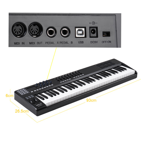 WORLDE PANDA61 Portable 61-Key USB MIDI Keyboard Controller 8 RGB Colorful Backlit Trigger Pads with USB Cable ► Photo 1/6