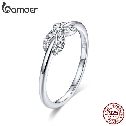 BAMOER Hot sale 925 Sterling Silver Infinity Love Infinite Clear CZ Rings for Women Engagement Wedding Jewelry SCR494 ► Photo 1/6