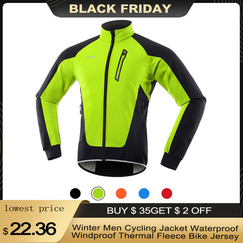 Winter Men Cycling Jacket Waterproof Windproof Thermal Fleece Bike Jersey MTB Bicycle Riding Running Snowboarding Jacket Coat ► Photo 1/6