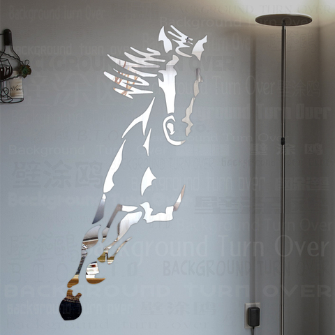 Mirror Stickers Sticker Bathroom Room Decoration 3D Long Full Body Wall Mirrored Adhesive Horse Calligraphy Galloping R073 ► Photo 1/6