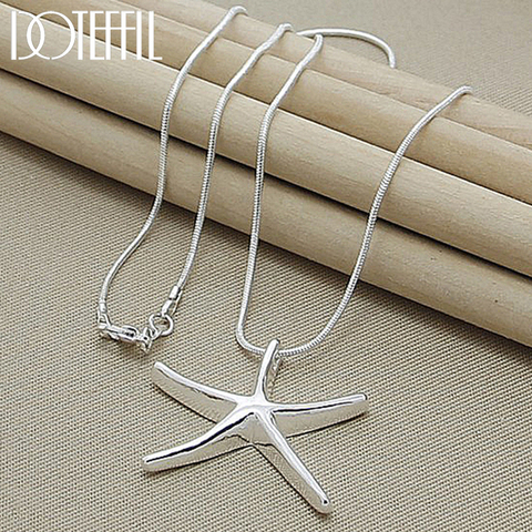 DOTEFFIL 925 Sterling Silver Fashion Star Fish Pendant Necklace 18 Inches Snake Chain For Women Jewelry Necklace Christmas Gift ► Photo 1/6