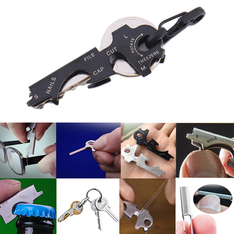 Gear keychain carabiner 8 tool in 1 key ring multipurpose multifunction quickdraw gadget keytool multi multitool pocket clip ► Photo 1/1